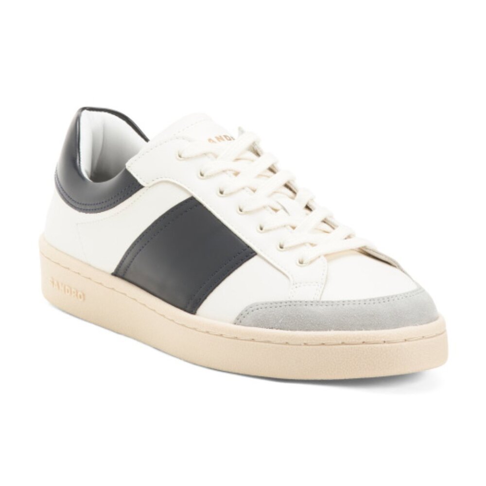 SANDRO Made In Portugal Leather Retro Lace Up Sneakers - Picture 4 of 4